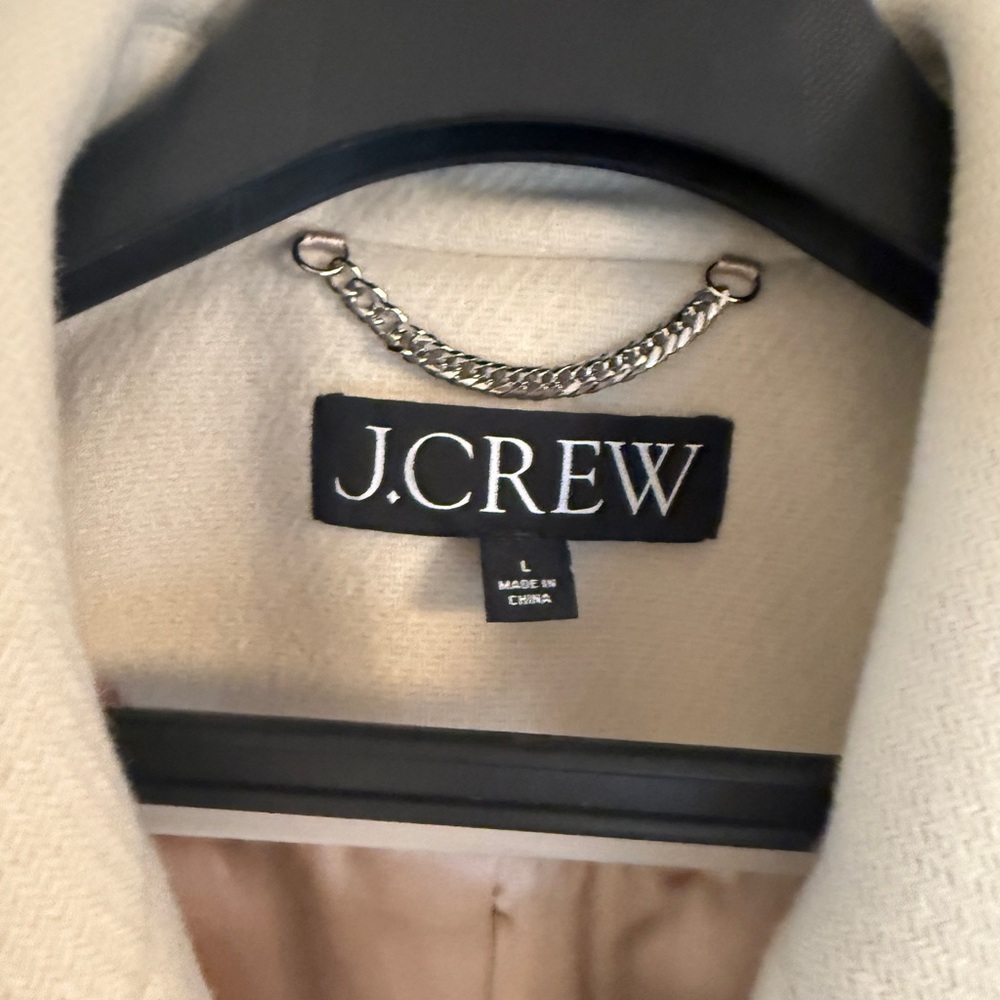 J. Crew Cream Trench Coat L ivory wool - Picture 4 of 11